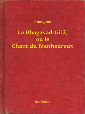cover image of La Bhagavad-Gîtâ, ou le Chant du Bienheureux